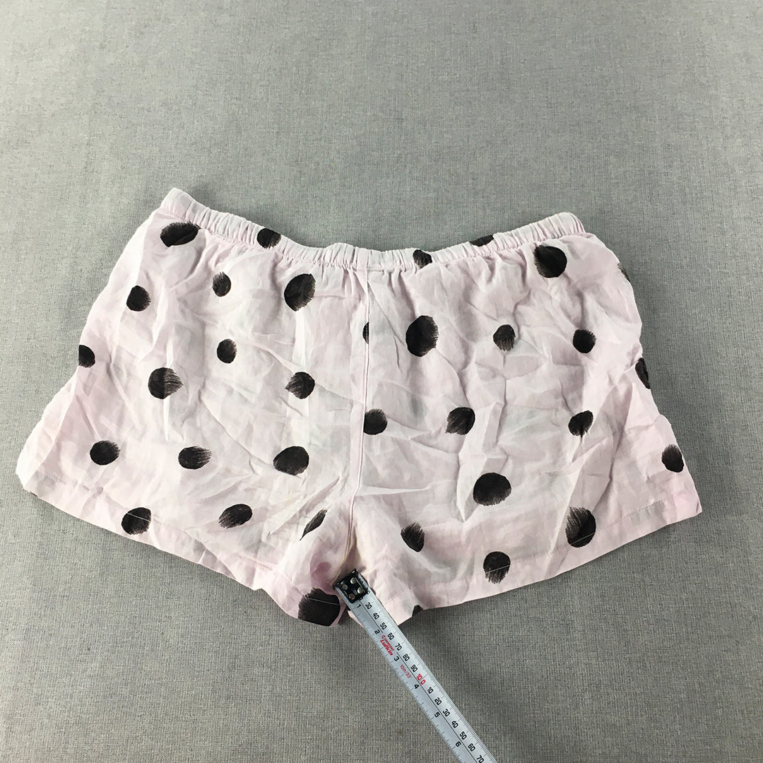 Peter Alexander Womens Sleep Shorts Size L Pink Polka Dot Elastic Waist