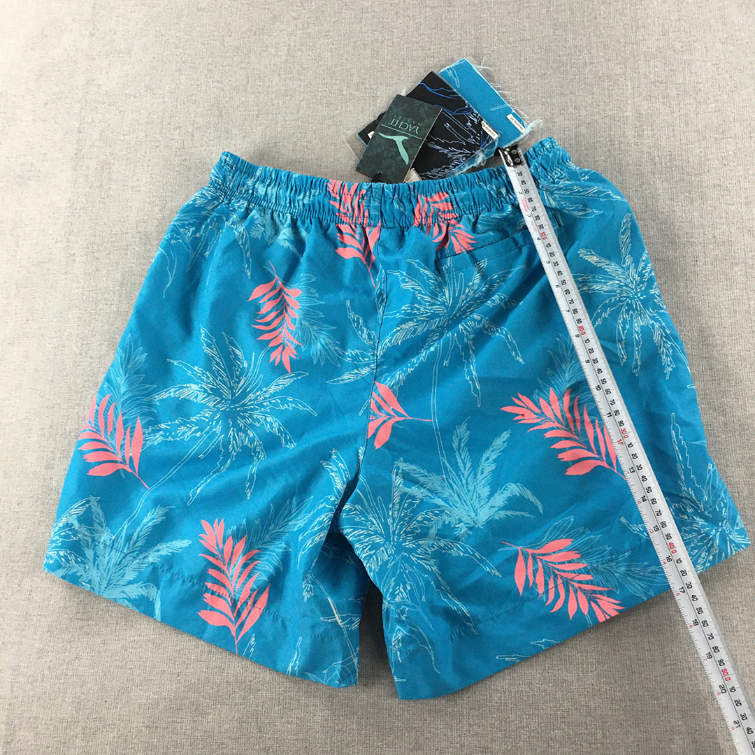 Yacht Mens Board Shorts Size M Blue Pink Aloha Hawaiian Surf Swim Boardies