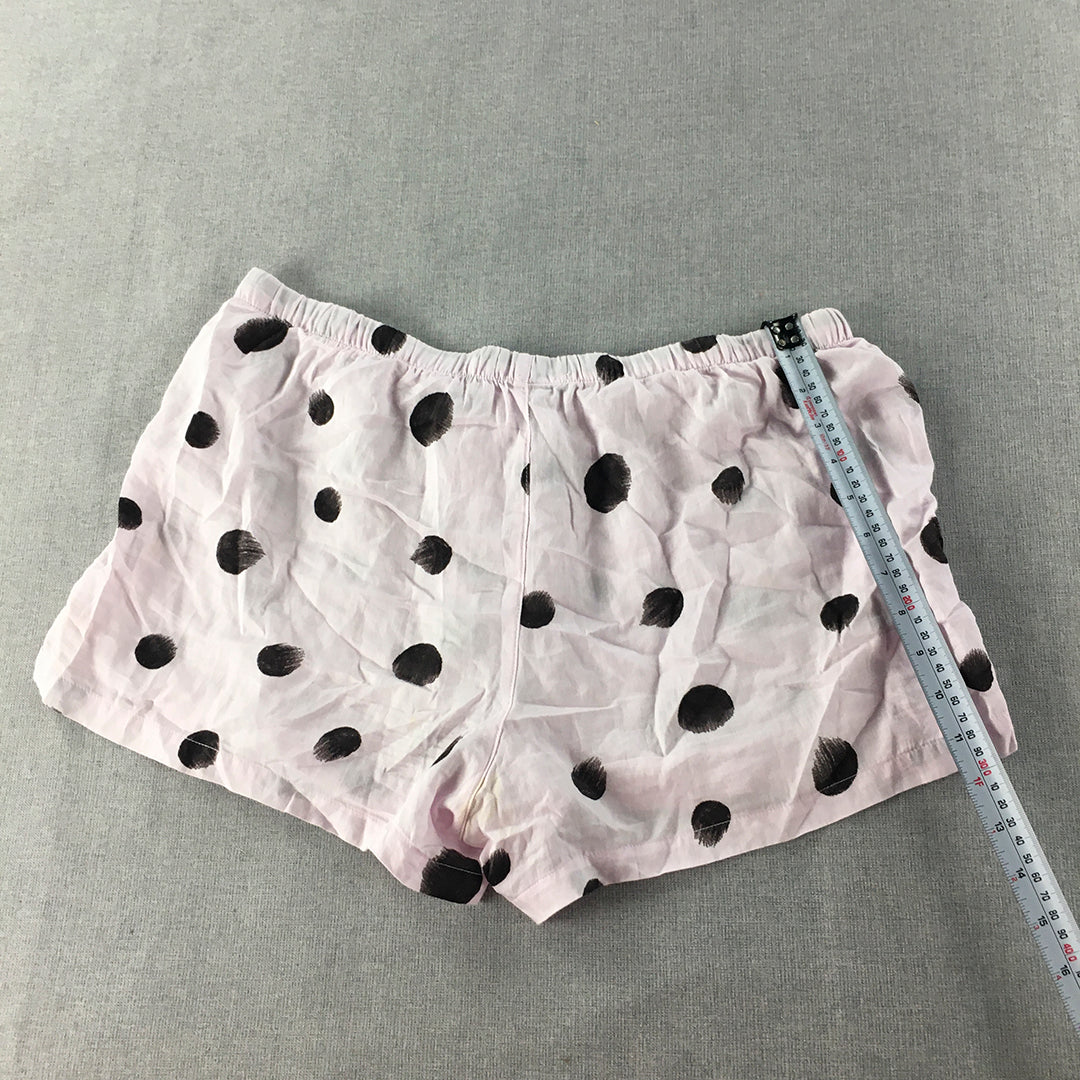 Peter Alexander Womens Sleep Shorts Size L Pink Polka Dot Elastic Waist