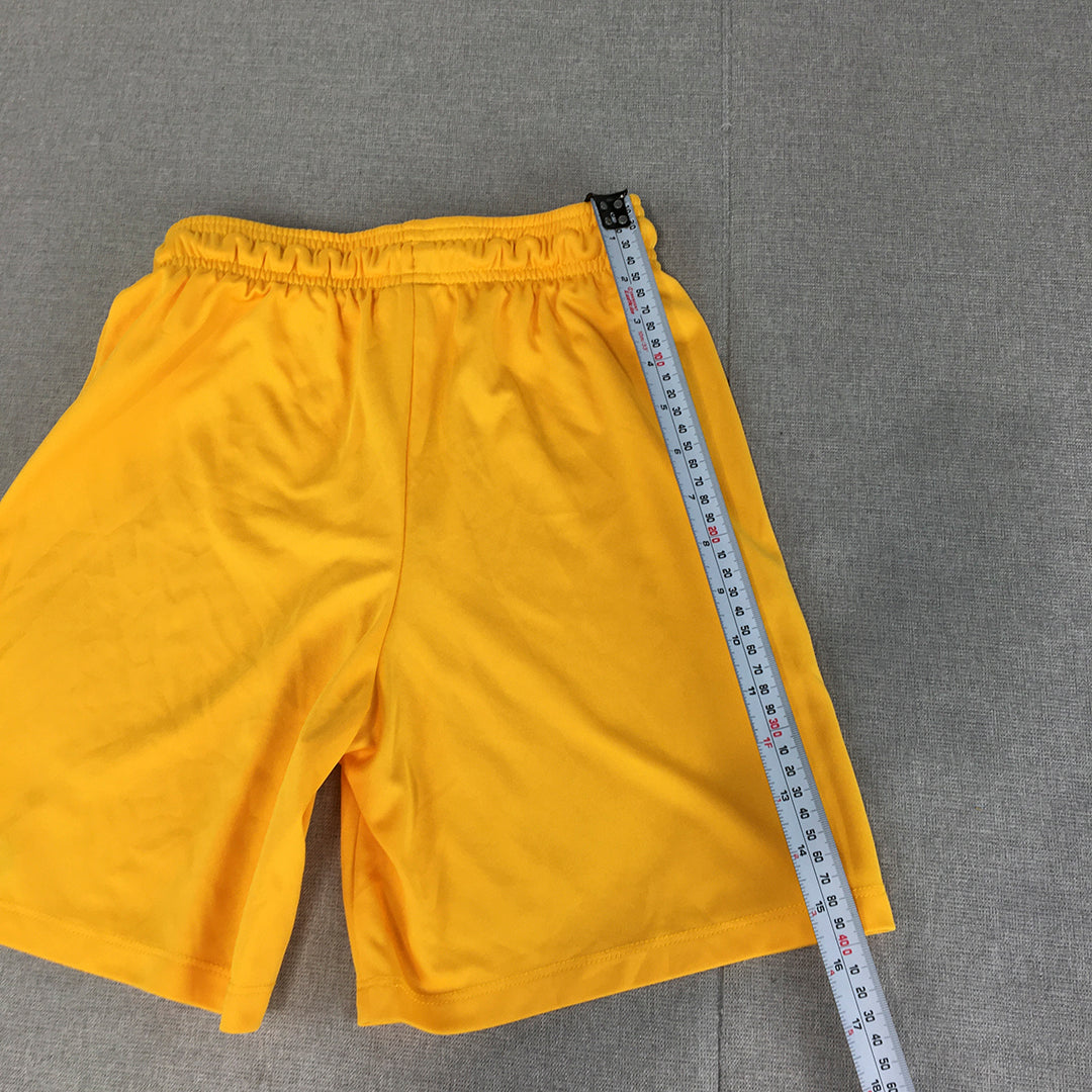 Nike Football Kids Boys Shorts Youth Size L Yellow Logo Elastic Waist