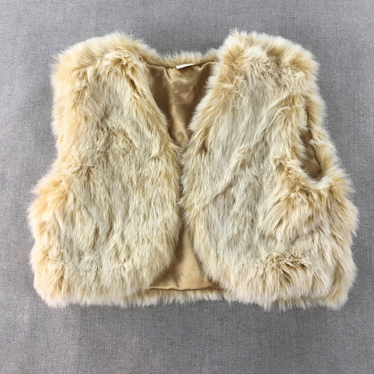 Faux Fur Kids Girls Vest Size 10 - 12 Years Browns Sleeveless