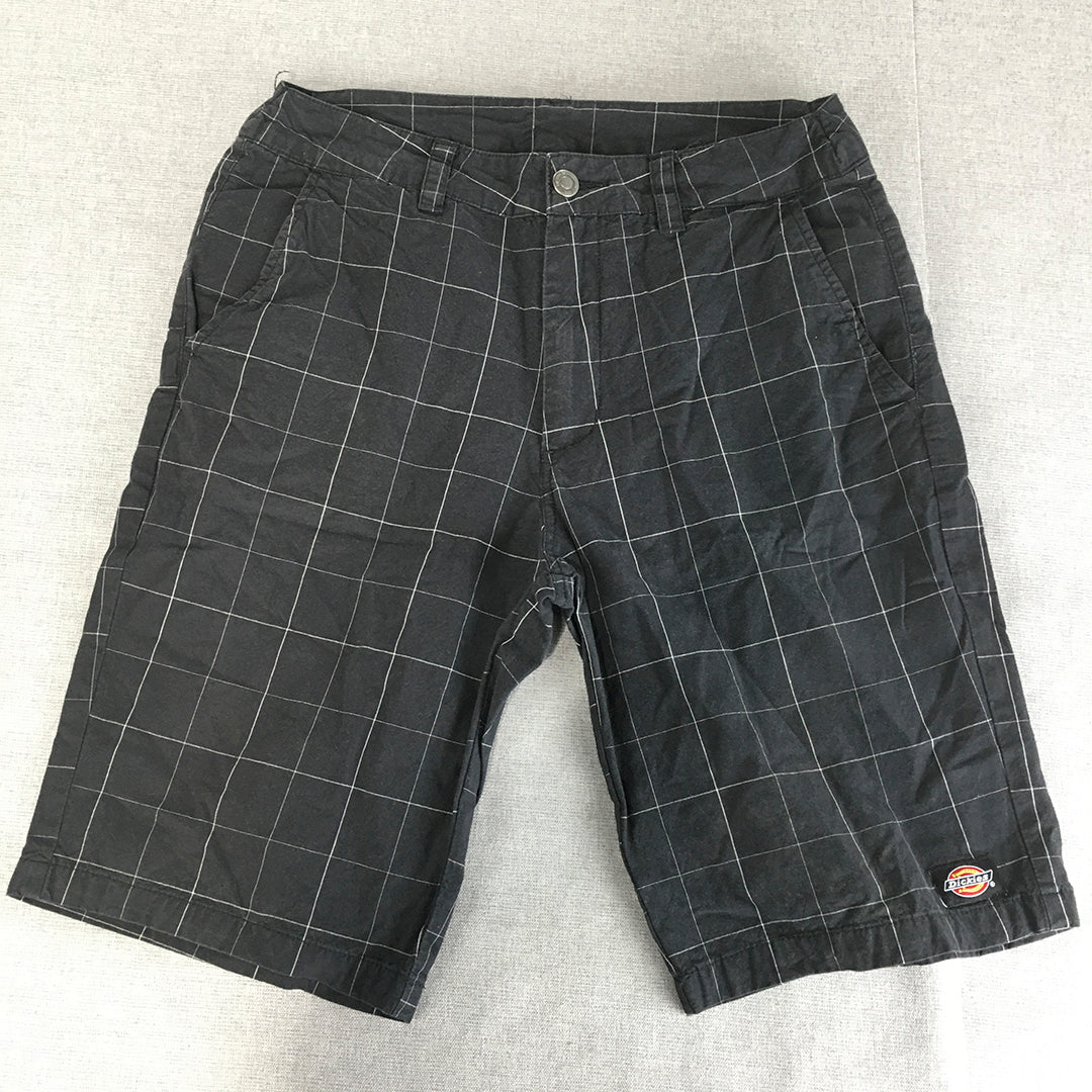 Dickies Mens Shorts Size 30 Black Checkered Logo Pockets