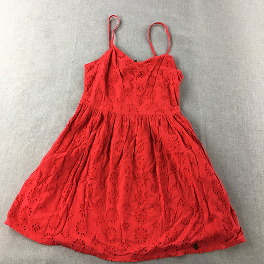 Superdry Womens Mini Dress Size Size XS Red Pleated A-Line Floral Lace