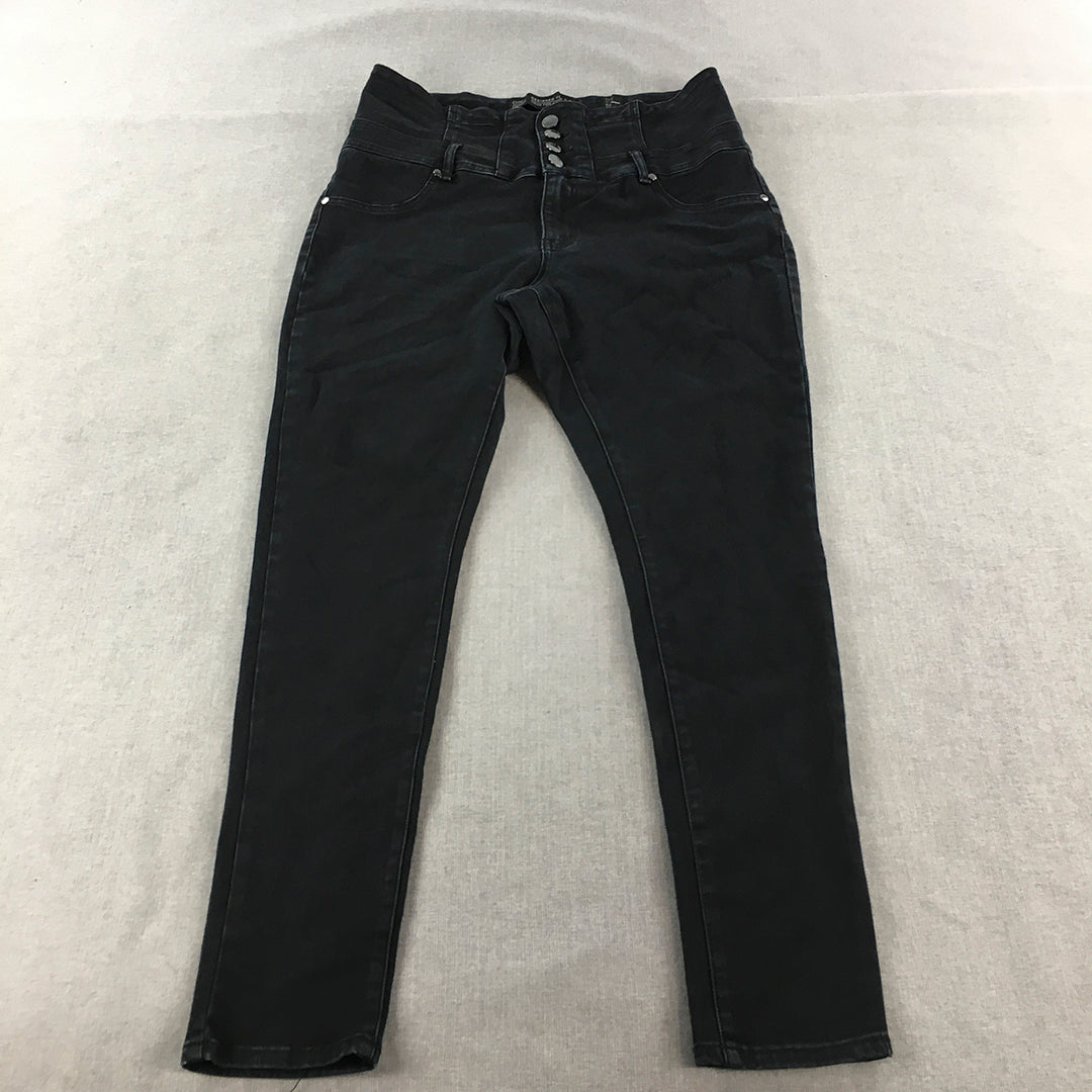 City Chic Womens Jeans Size 16 Black Skinny Stretch Denim Button Fly