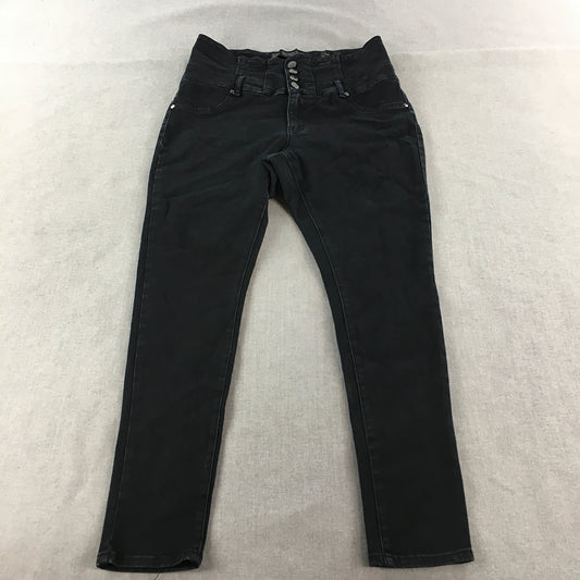 City Chic Womens Jeans Size 16 Black Skinny Stretch Denim Button Fly