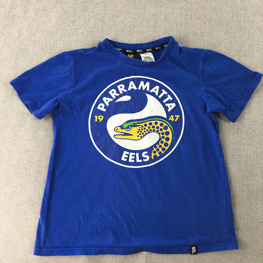 Parramatta Eels Kids Boys T-Shirt Size 10 Blue Big Logo NRL Rugby League