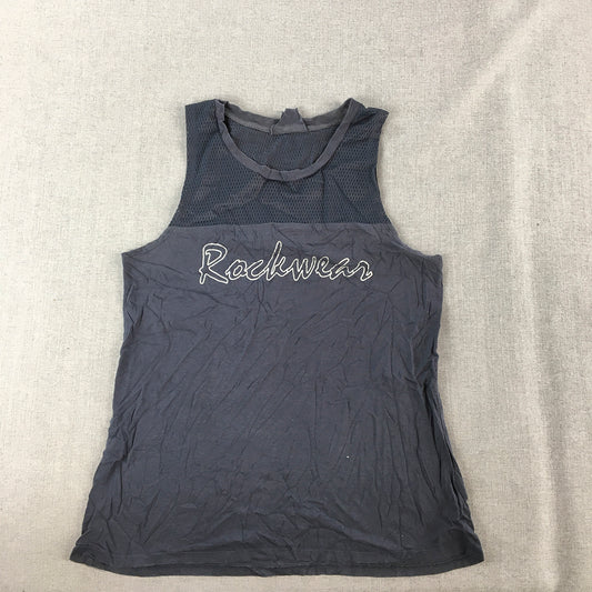 Rockwear Womens Tank Top Size 8 Blue Logo Sleeveless Shirt