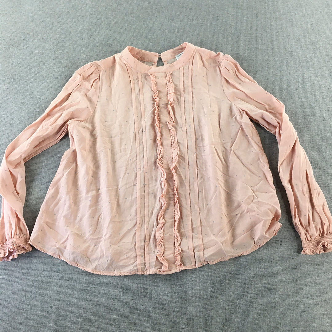 Witchery Girl Top Size 10 Pink Long Sleeve Blouse