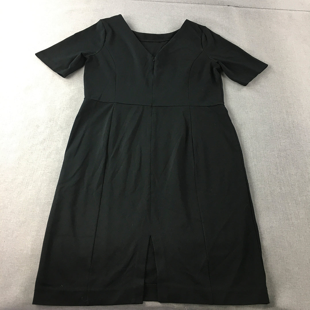 Ann Taylor Womens Shift Dress Size 14 Black Short Sleeve Mini