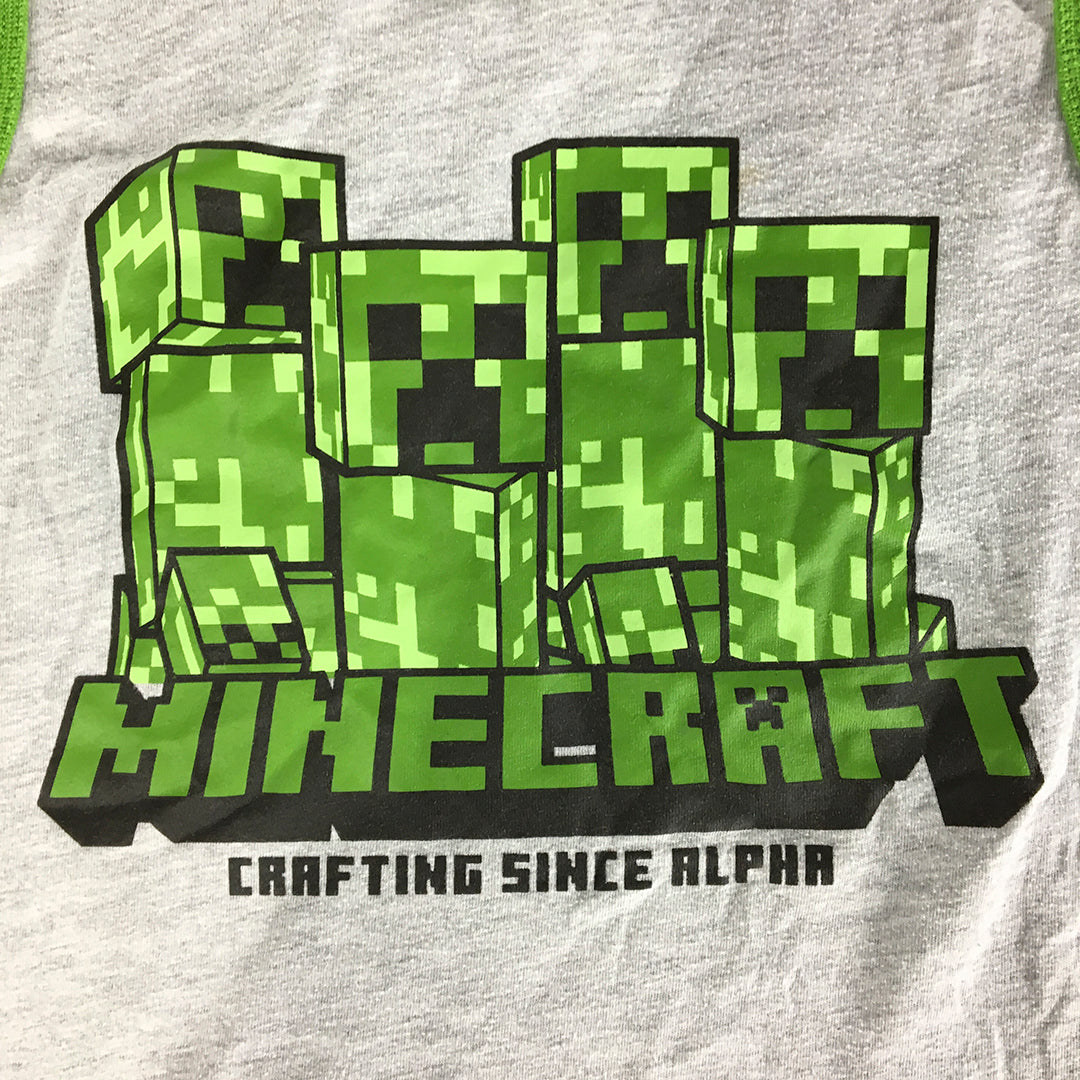 Minecraft Kids Boys Tank Top Size 8 Grey Green Sleeveless Creeper Shirt