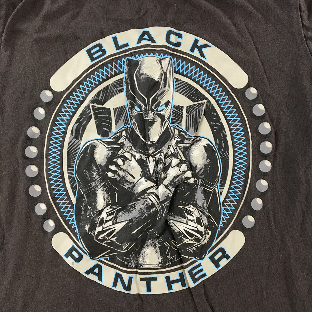 Black Panther Kids Boys T-Shirt Size 8 Grey Marvel Comics Superhero Tee