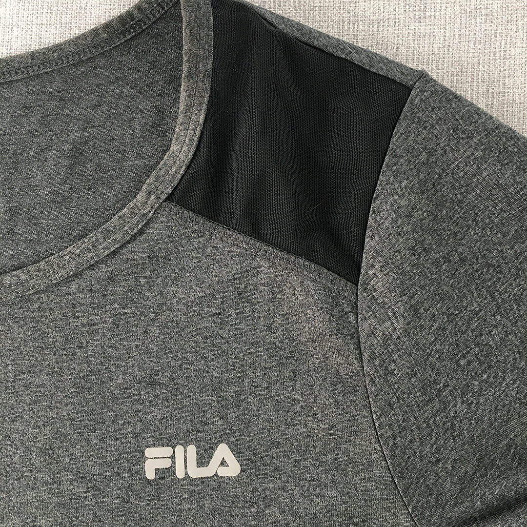 FILA Womens T-Shirt Size 14 Grey Short Sleeve Logo Round Neck Top