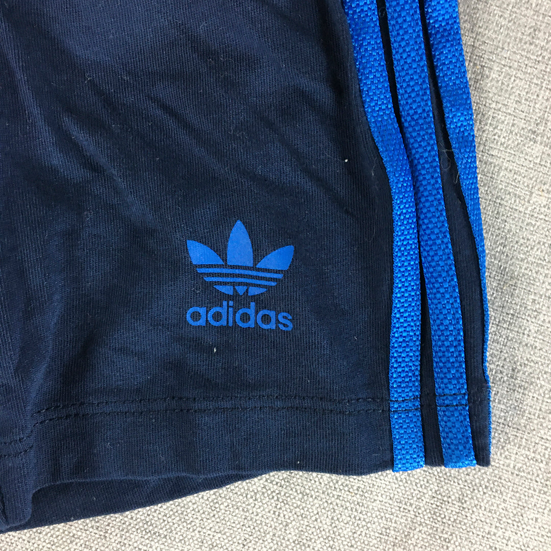 Adidas Baby Boys Shorts Size 000 (3 - 6 Months) Blue Striped Trefoil Logo