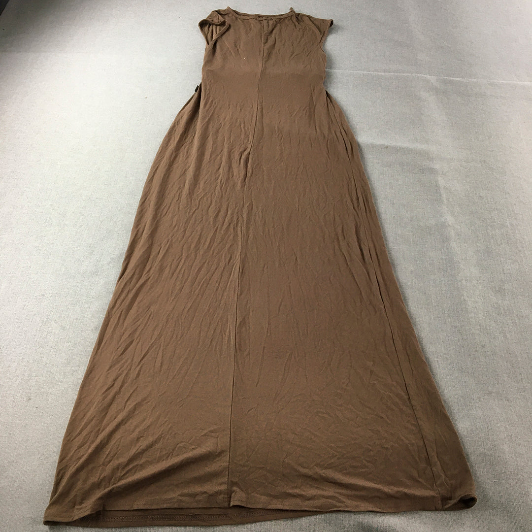 Prerogative Womens Maxi Dress Size L Brown A-Line Stretch Fabric Full Length