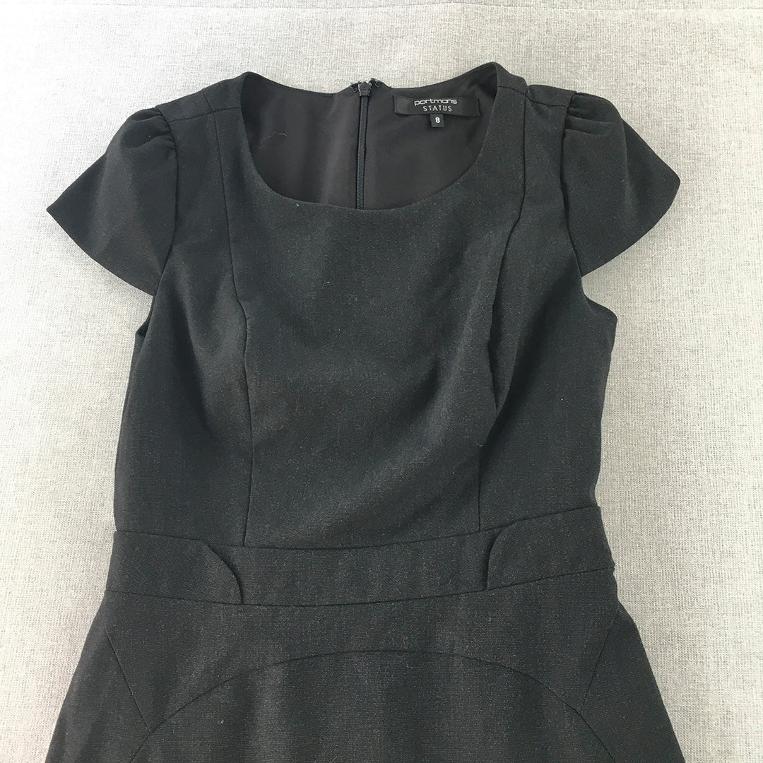 Portmans Status Womens Pencil Dress Size 8 Black Short Sleeve Mini