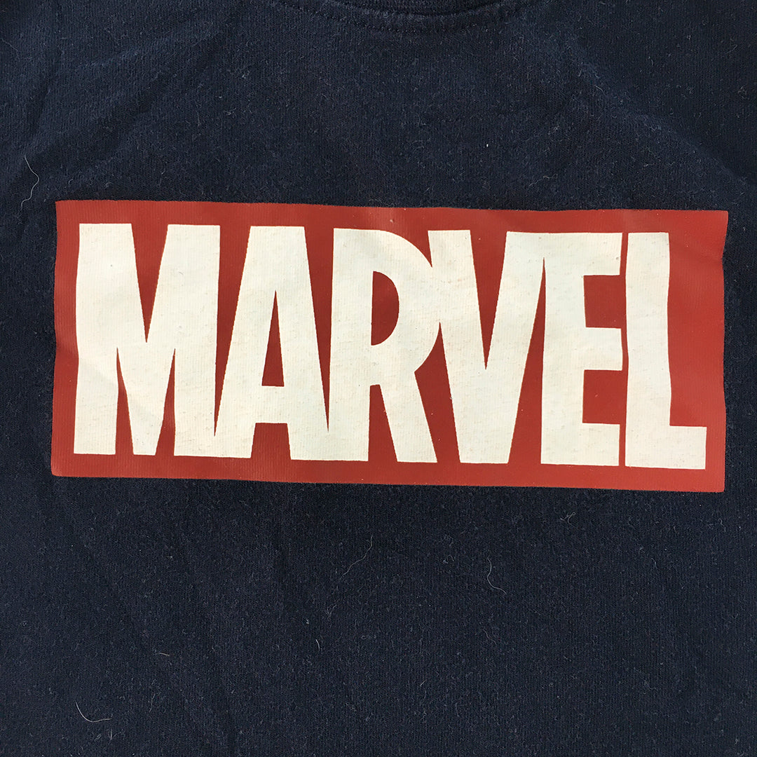 Marvel Kids Boys T-Shirt Size 7 Navy Blue Comics Super Hero Logo Top