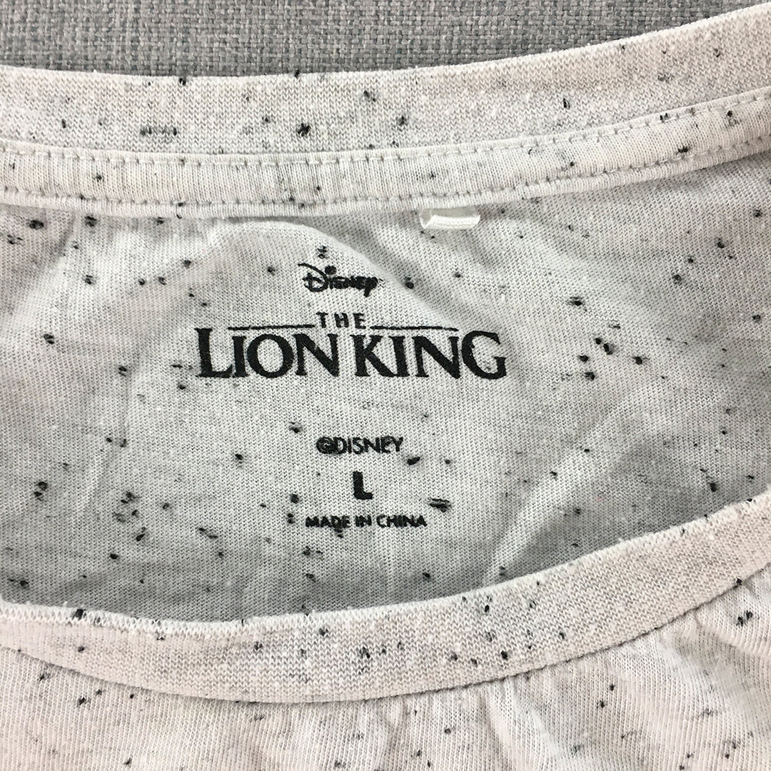 The Lion King Womens T-Shirt Size L Grey Simba Disney Short Sleeve Top