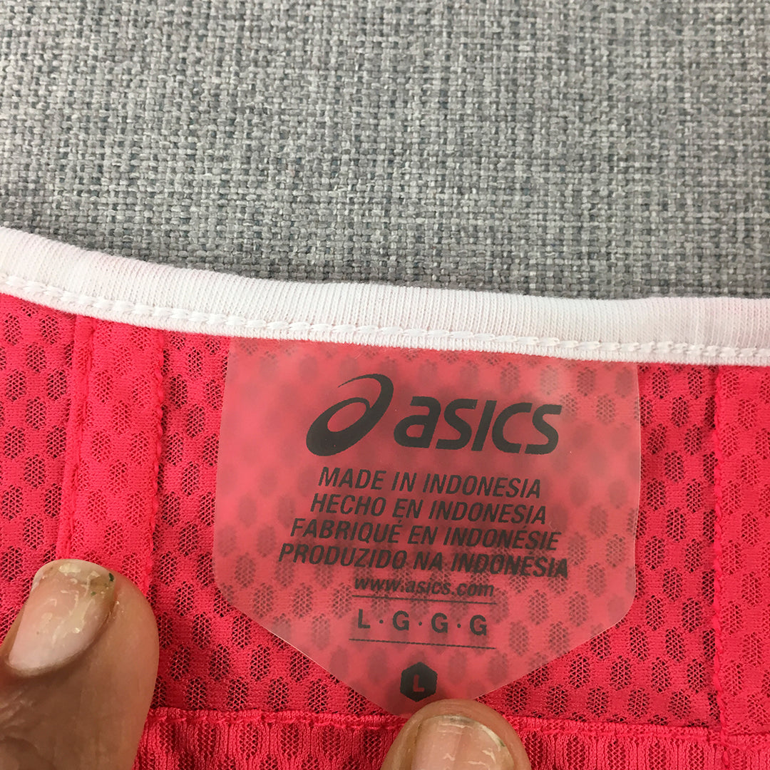 Asics Womens Tank Top Size L Pink White Sleeveless Singlet Shirt