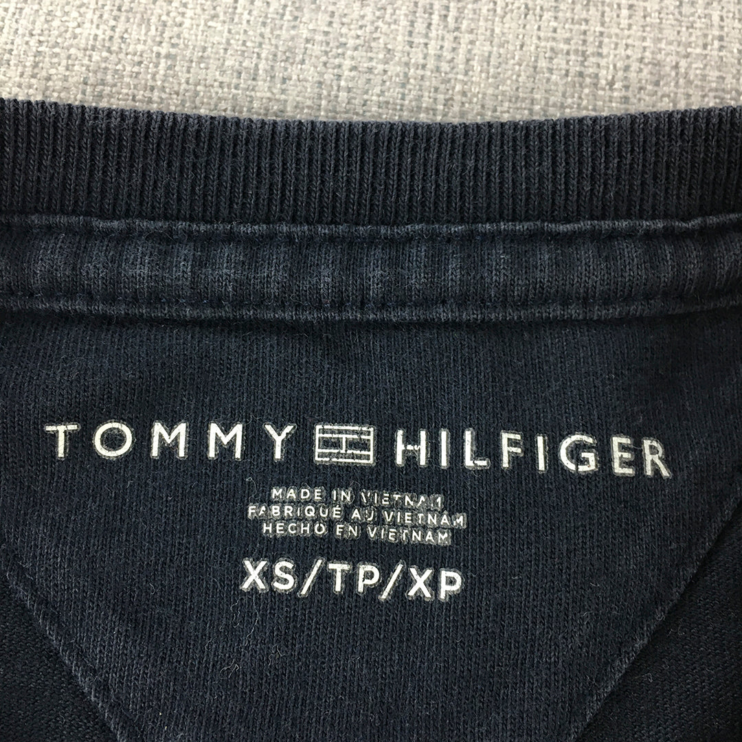 Tommy Hilfiger Mens T-Shirt Size XS Navy Blue Big Embroidered Logo Tee