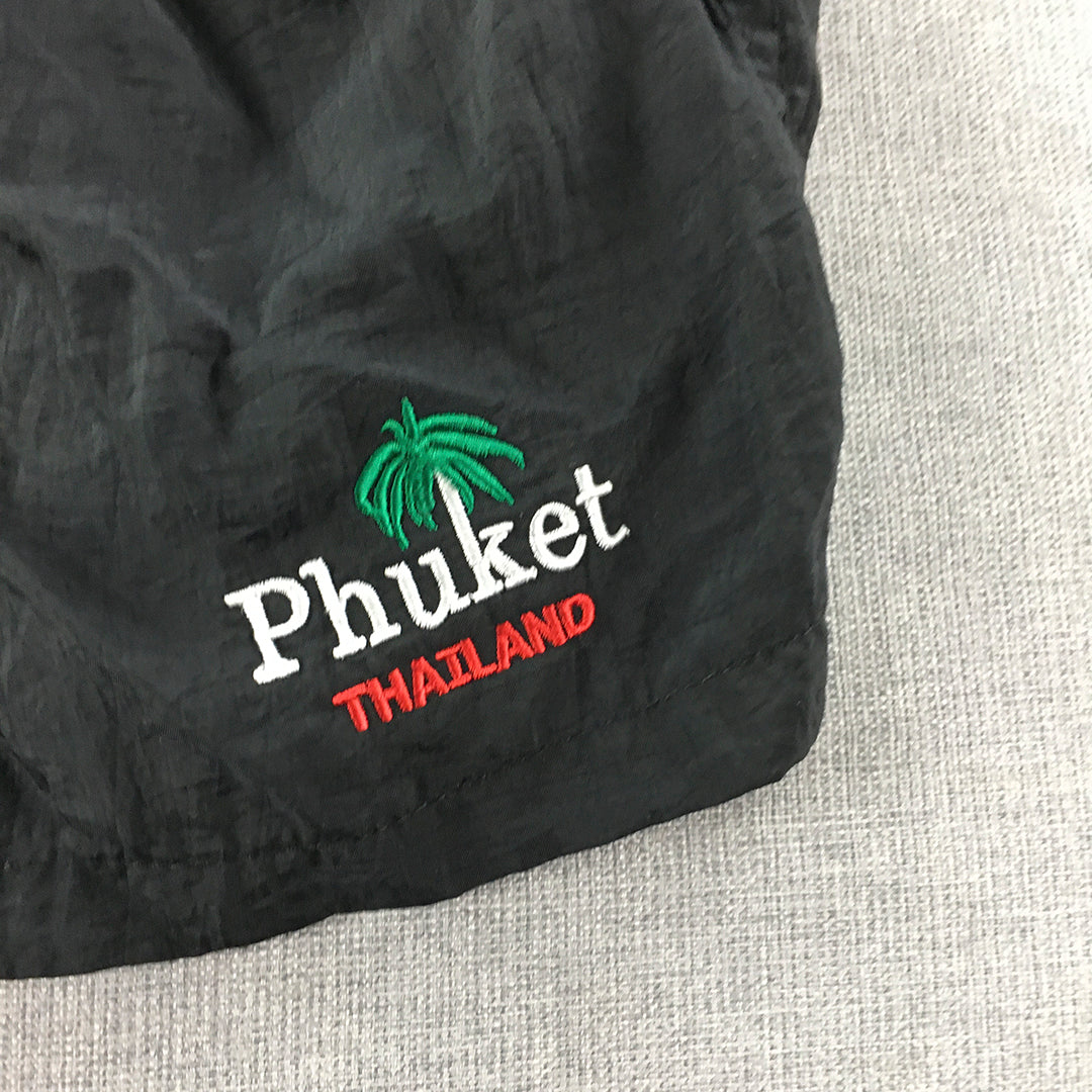 Phuket Thailand Mens Board Shorts Size S Black Surf Swim Boardies