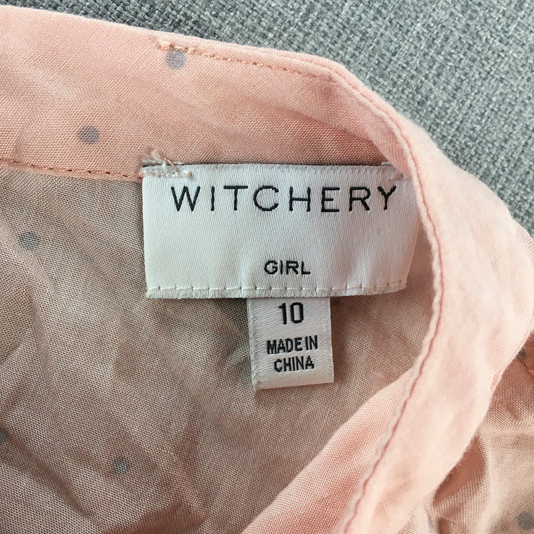 Witchery Girl Top Size 10 Pink Long Sleeve Blouse