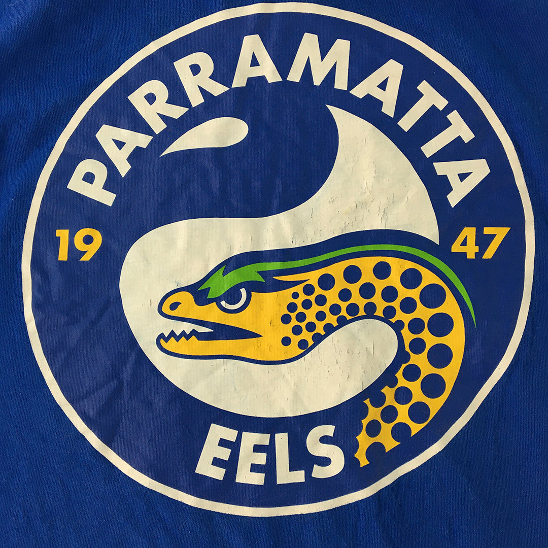 Parramatta Eels Kids Boys T-Shirt Size 10 Blue Big Logo NRL Rugby League