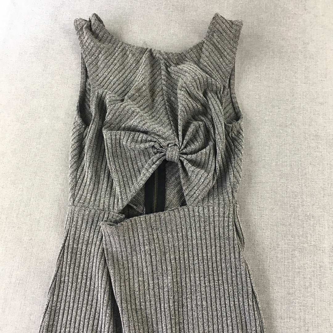 Rumor Boutique Womens Bodycon Dress Size 8 Grey Knit Stretch Short Sleeveless