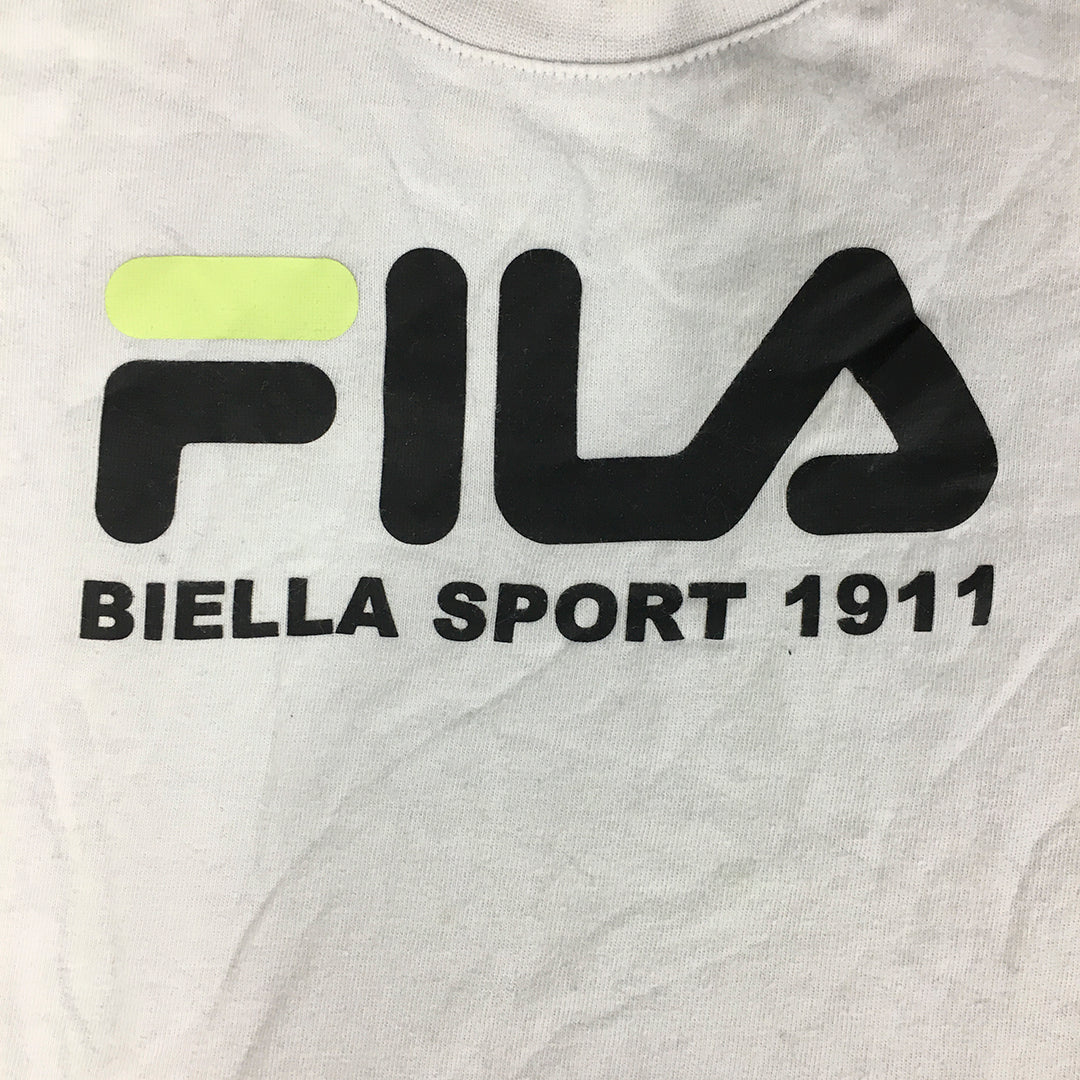 FILA Kids Boys T-Shirt Size 5 White Green Black Logo Short Sleeve Top