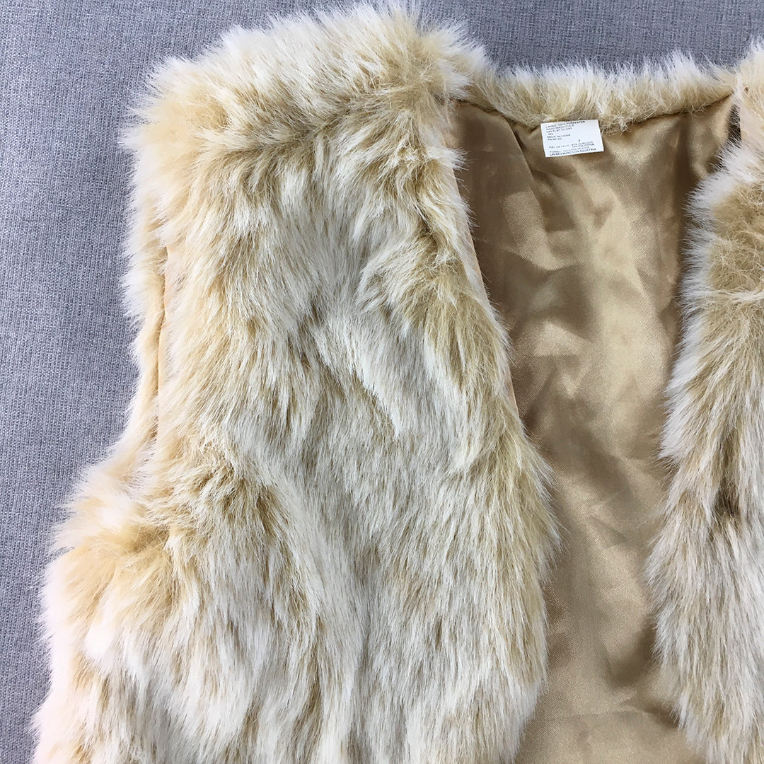 Faux Fur Kids Girls Vest Size 10 - 12 Years Browns Sleeveless