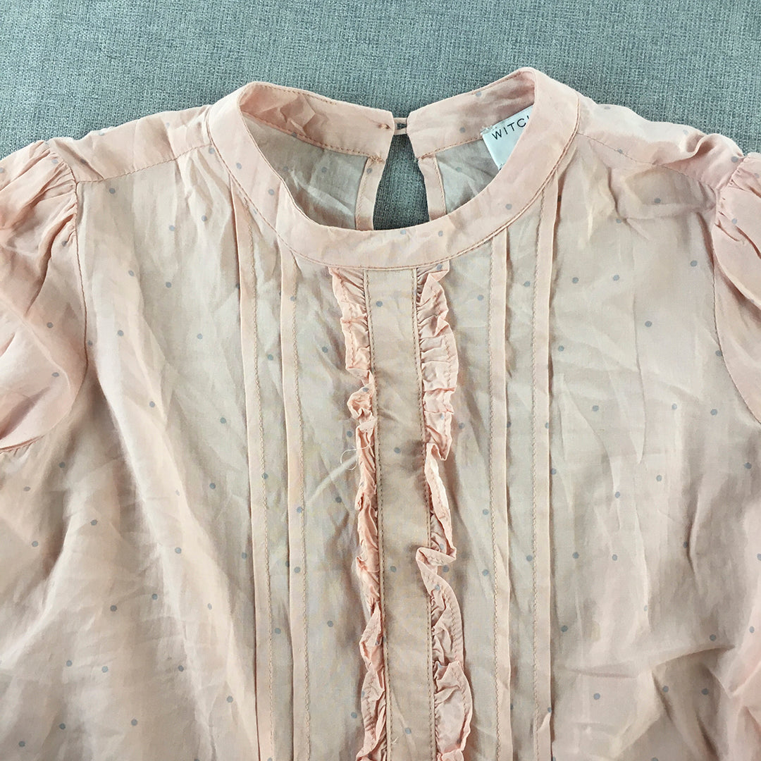 Witchery Girl Top Size 10 Pink Long Sleeve Blouse