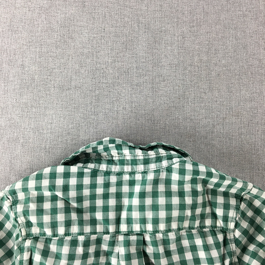 H&M Kids Boys Shirt Size 4 Toddler Green White Checkered Button-Up Top