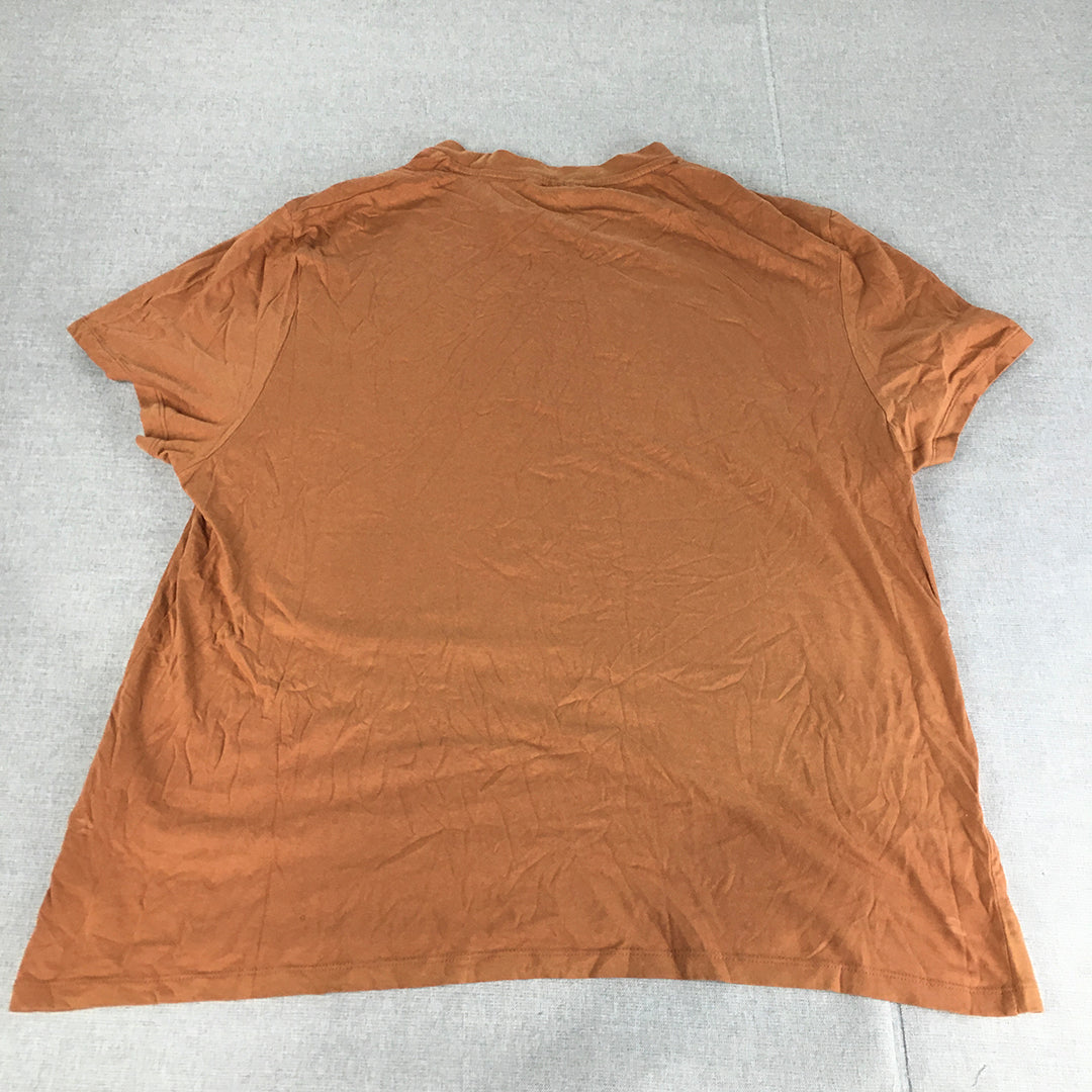 Asos Design Womens T-Shirt Size 4XL Plus Brown Short Sleeve Crew Neck Top