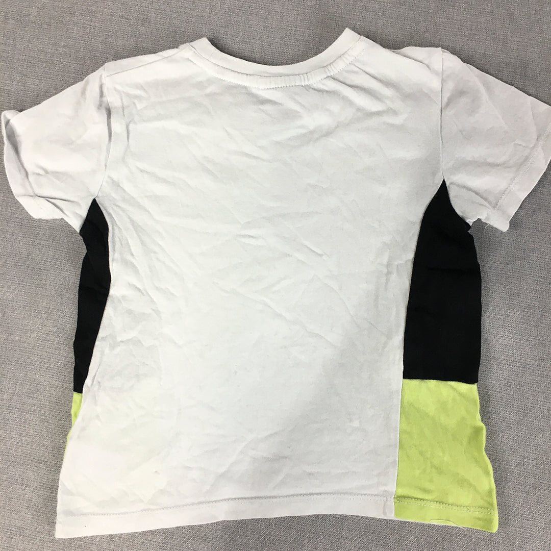 FILA Kids Boys T-Shirt Size 5 White Green Black Logo Short Sleeve Top