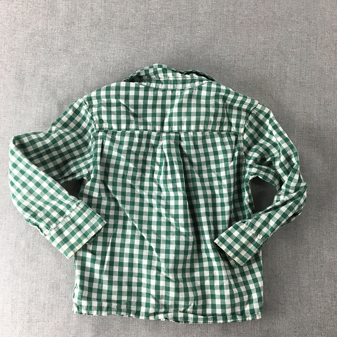 H&M Kids Boys Shirt Size 4 Toddler Green White Checkered Button-Up Top