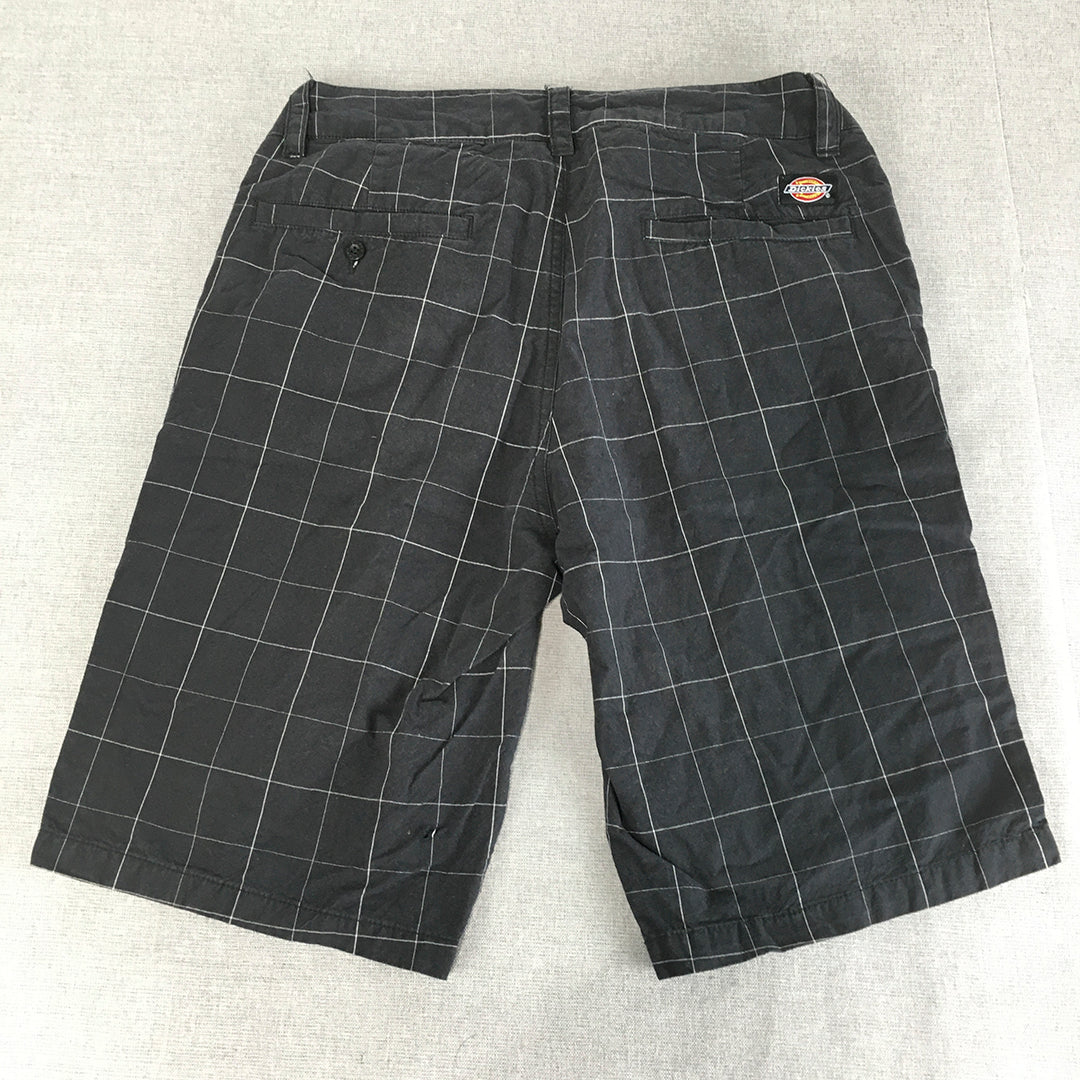 Dickies Mens Shorts Size 30 Black Checkered Logo Pockets