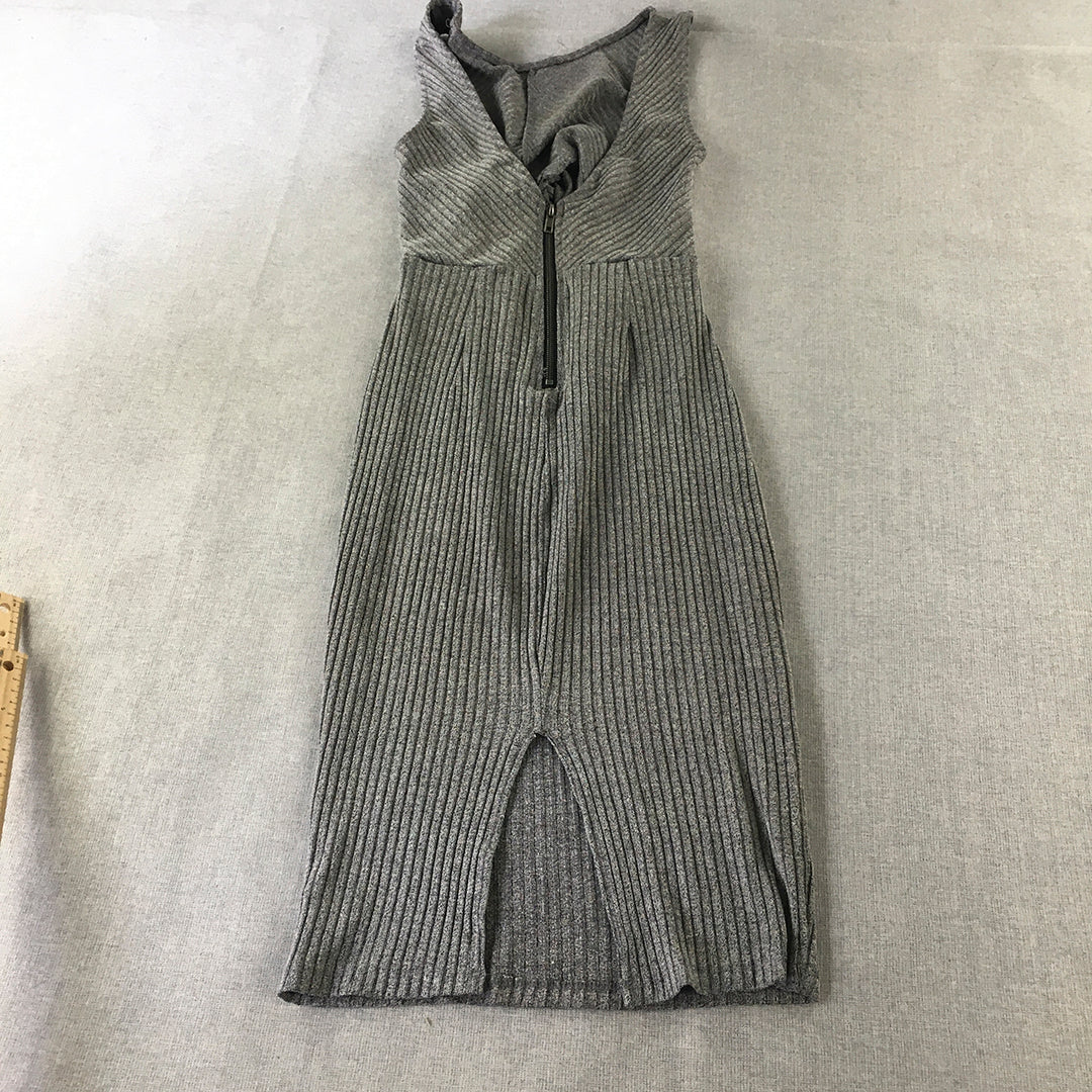 Rumor Boutique Womens Bodycon Dress Size 8 Grey Knit Stretch Short Sleeveless