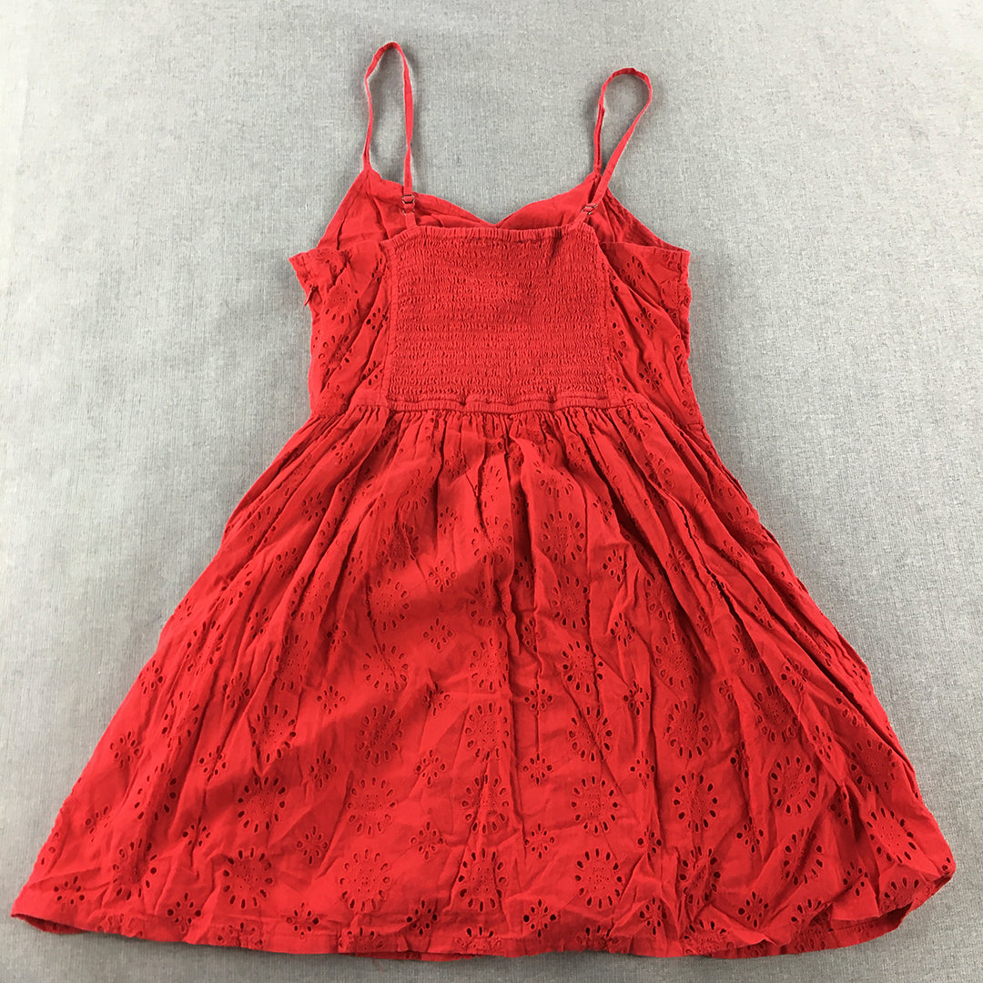 Superdry Womens Mini Dress Size Size XS Red Pleated A-Line Floral Lace