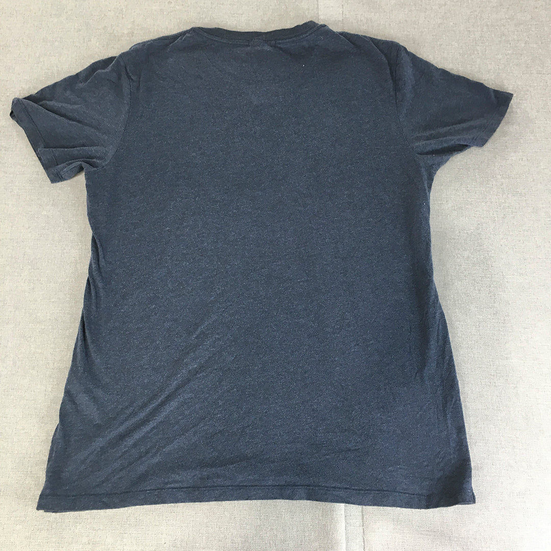 French Connection Mens T-Shirt Size L Blue V-Neck Short Sleeve Tee