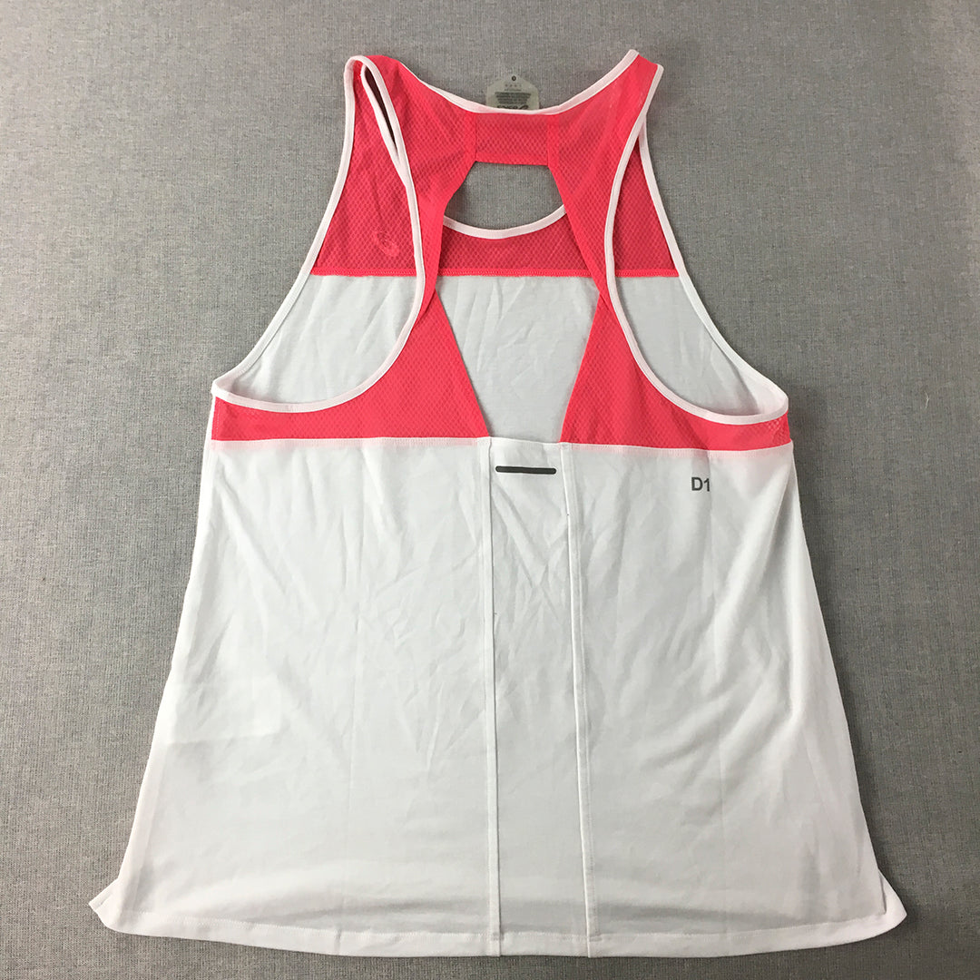 Asics Womens Tank Top Size L Pink White Sleeveless Singlet Shirt