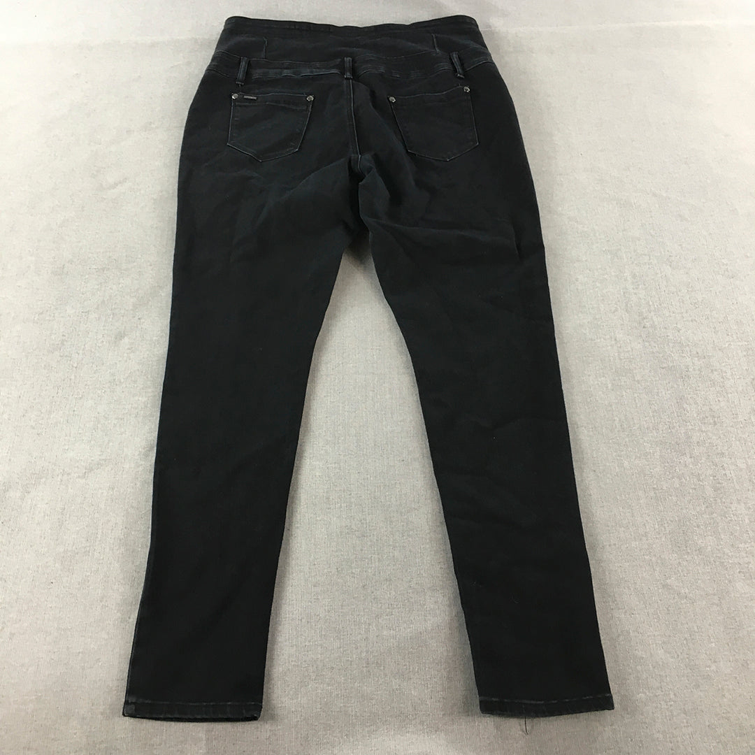 City Chic Womens Jeans Size 16 Black Skinny Stretch Denim Button Fly