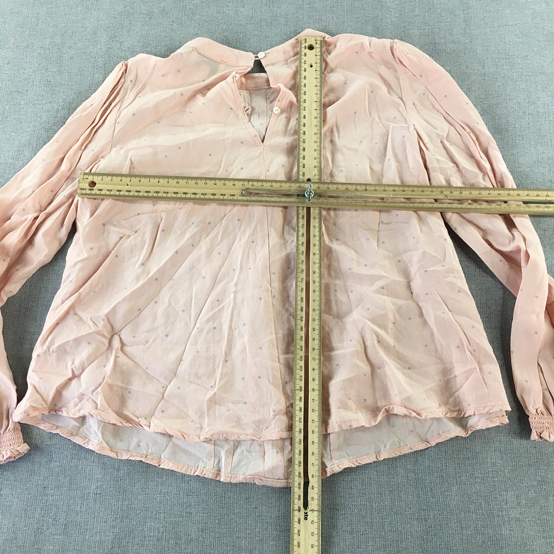 Witchery Girl Top Size 10 Pink Long Sleeve Blouse