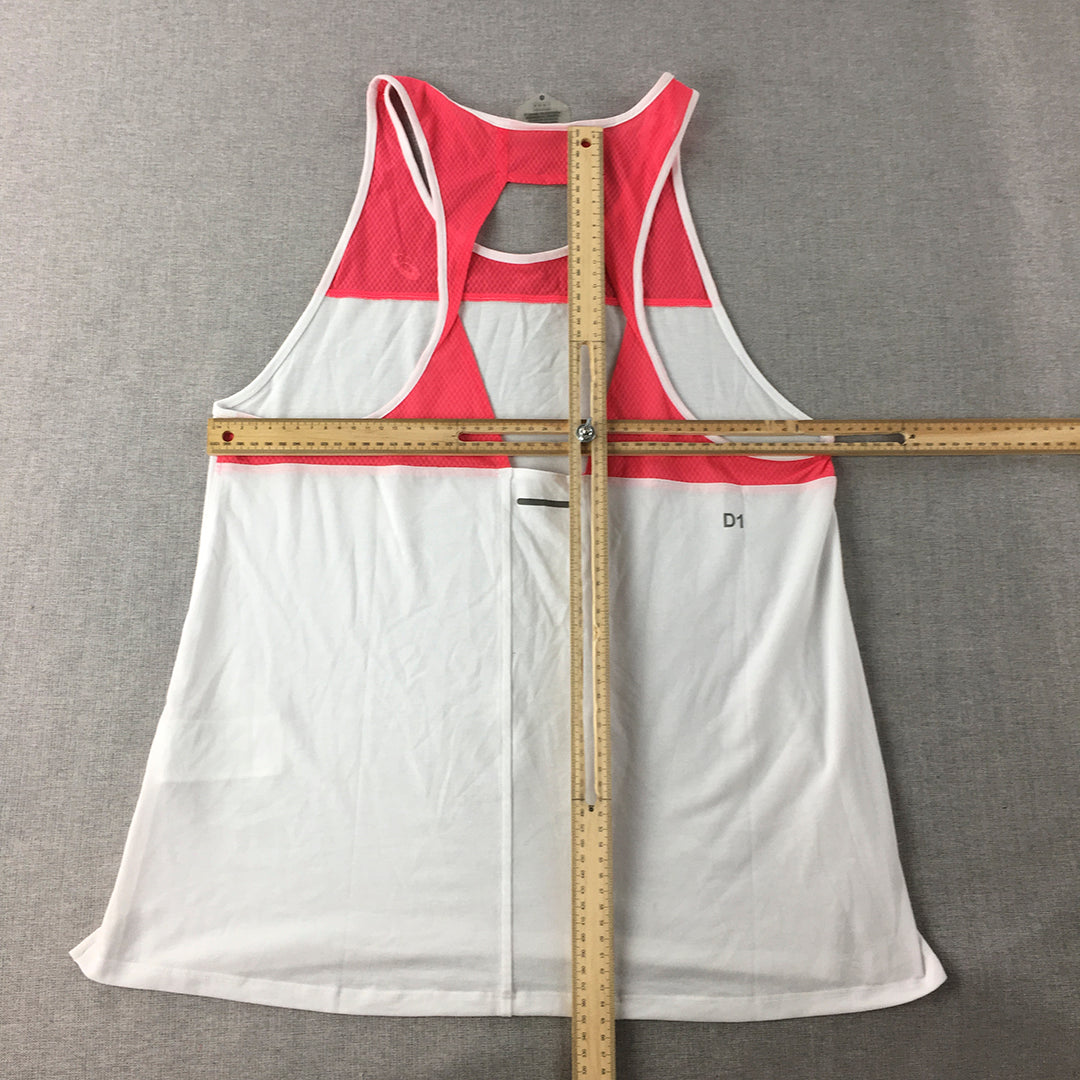 Asics Womens Tank Top Size L Pink White Sleeveless Singlet Shirt