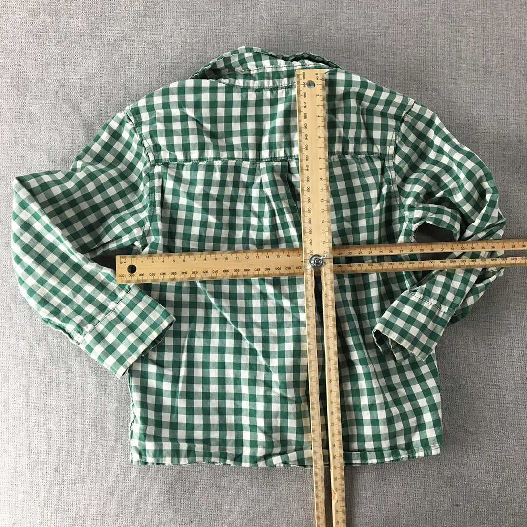 H&M Kids Boys Shirt Size 4 Toddler Green White Checkered Button-Up Top