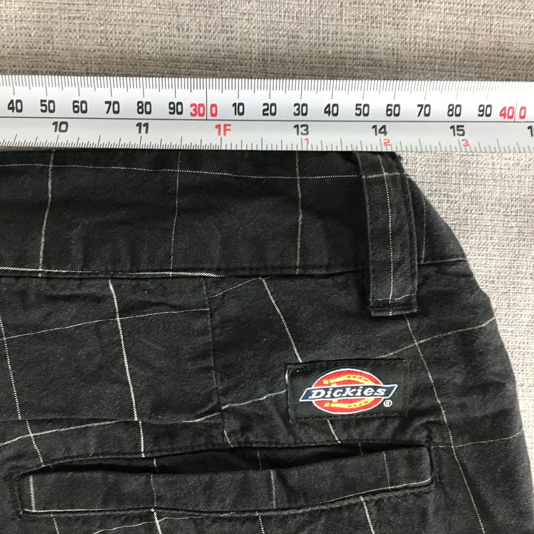 Dickies Mens Shorts Size 30 Black Checkered Logo Pockets