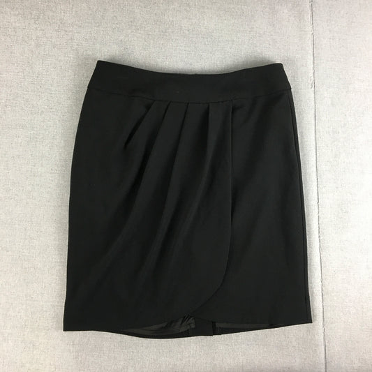 Portmans Womens Skirt Size 8 Black Straight Wrap Pleated