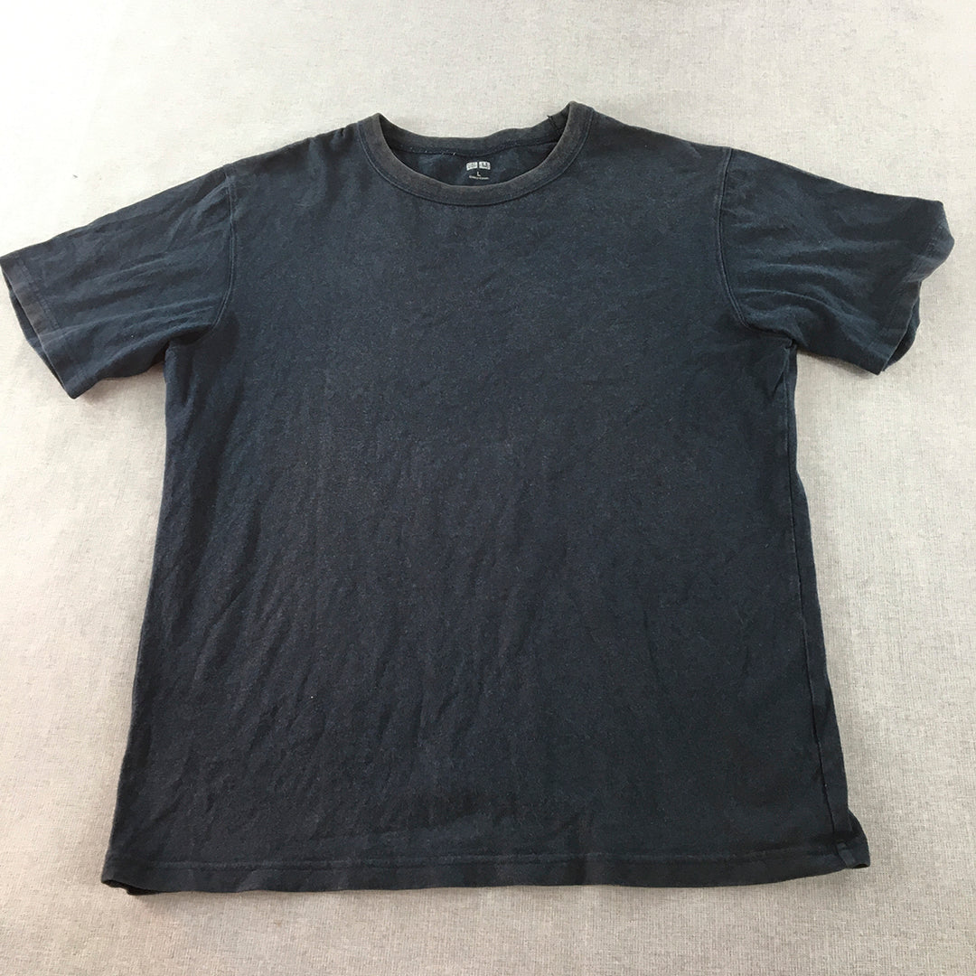 Uniqlo U Mens T-Shirt Size L Blue Crew Neck Short Sleeve Tee