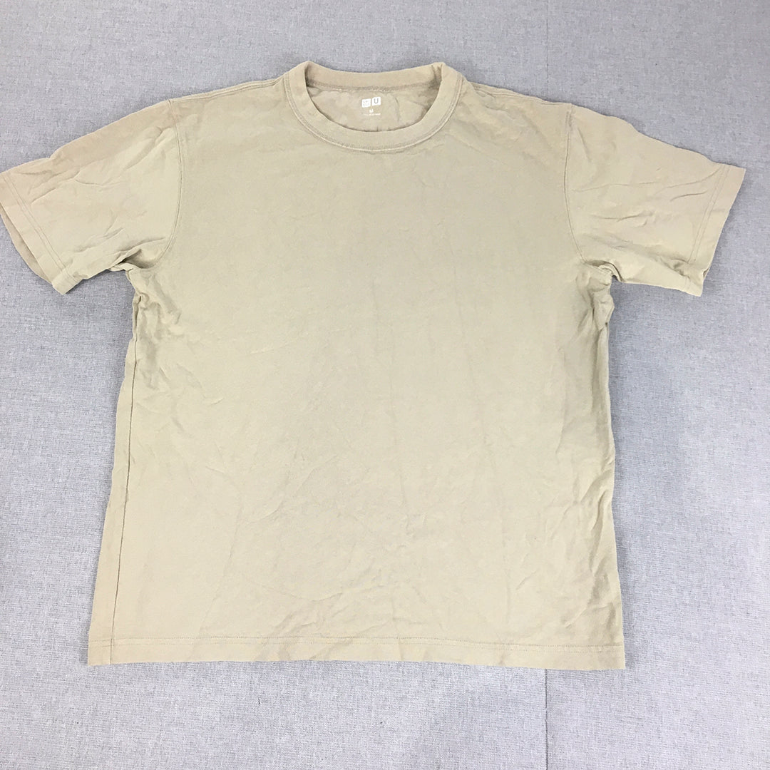 Uniqlo U Mens T-Shirt Size M Brown Crew Neck Short Sleeve Tee