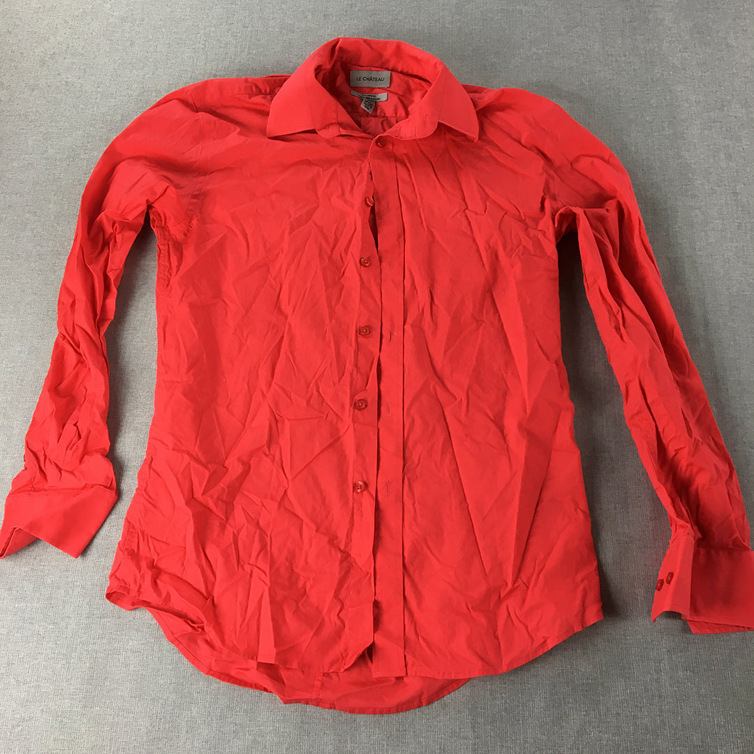 Le Chateau Mens Shirt Size S Red Long Sleeve Button-Up Collared