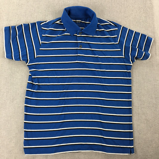 Uniqlo Mens Polo Shirt Size S Blue Striped Short Sleeve Collared Rugby