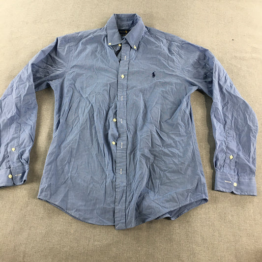 Ralph Lauren Mens Shirt Size M Slim Fit Blue Pony Logo Collared Button-Up